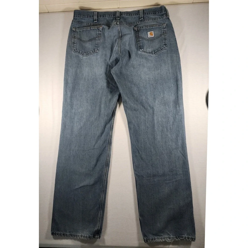Carhartt Jeans Mens 40x34 Relaxed Fit Straight‎ Leg Denim Workwear Trashed Stain